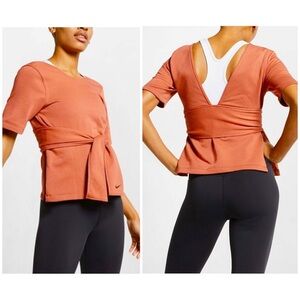 Nike Women's Short Sleeve Wrap Top in Rust